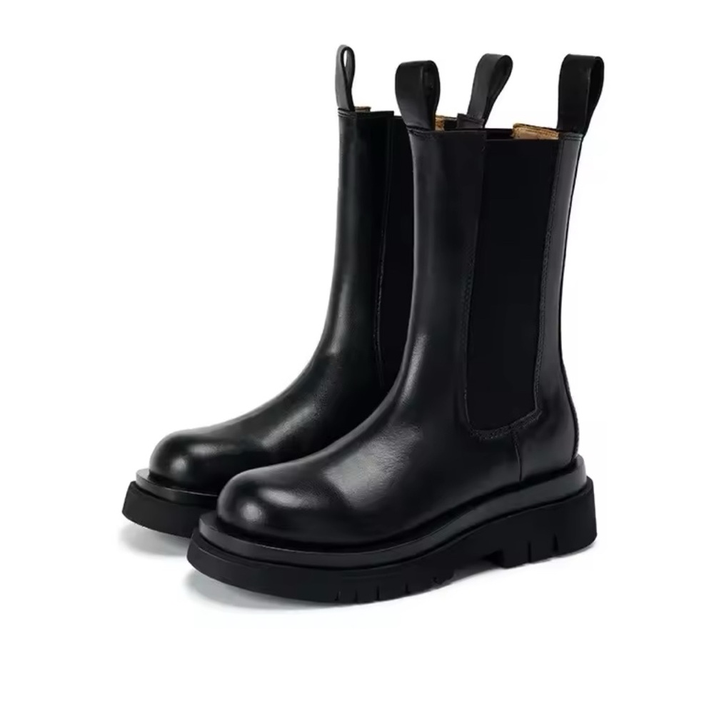 Sleek Black Leather-Look Boots - Brand New